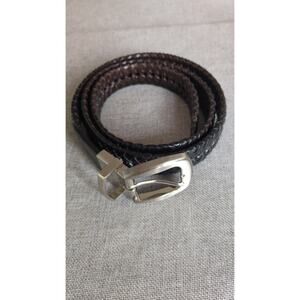 Braided Black Men's Belt 40 L Vegan Leather, No flaws, Unbranded, Silver Buckle